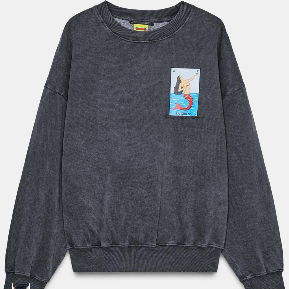 ZARA new *worn once* Graphic Washed Black Sweatshirt. Don Clemente